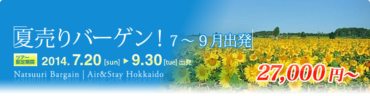 夏売りバーゲン！7～9月出発