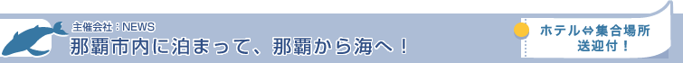 「那覇市内に泊まって、那覇から海へ！」ホテル、集合場所間送迎付！